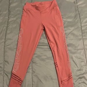 Pink leggings with rhinestones